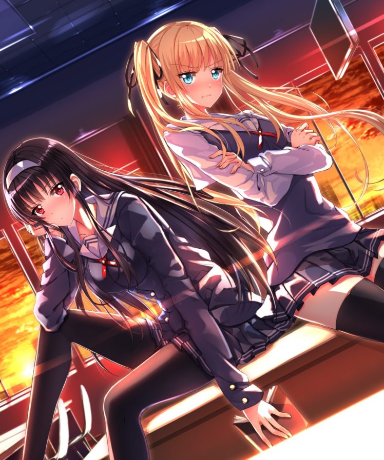 anime girls, Saenai Heroine no Sodatekata, School uniform, Kasumigaoka Utaha, Sawamura Eriri Spencer HD Wallpaper Desktop Background