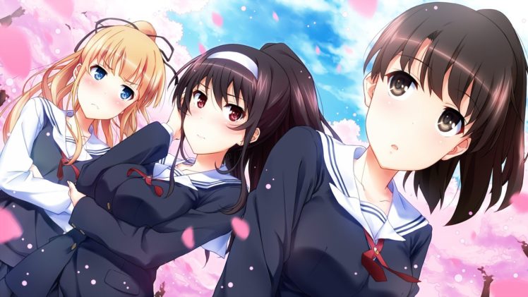 anime, Saenai Heroine no Sodatekata, Anime girls, Sawamura Eriri Spencer, Kasumigaoka Utaha, Megumi Katou, School uniform HD Wallpaper Desktop Background