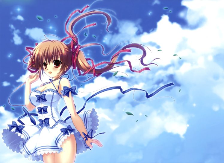 anime girls, White dress, Clouds HD Wallpaper Desktop Background