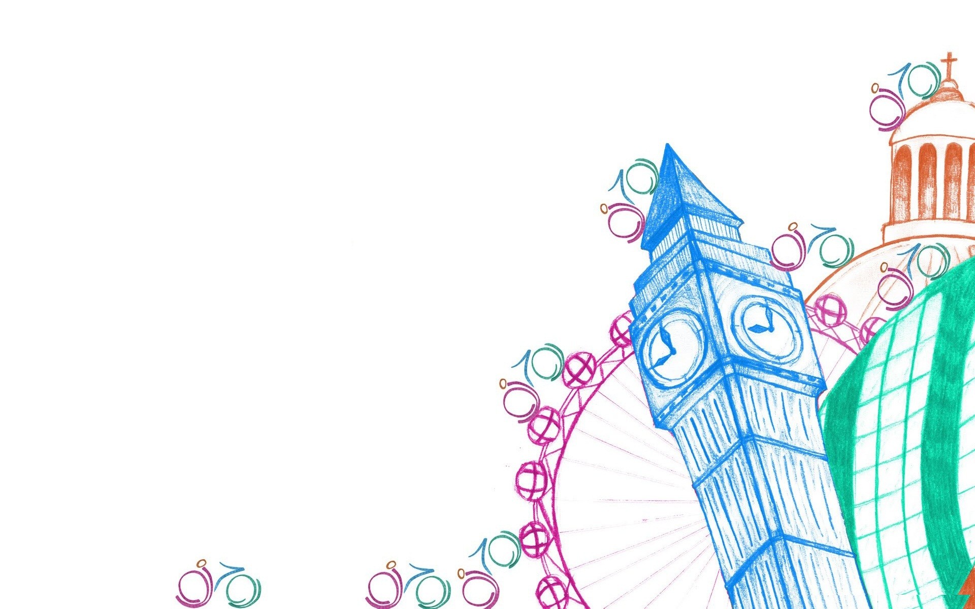 minimalistic, Summer, London, Big, Ben, Olympics, Simple, White, Background, Colors, Olympics, 2012 Wallpaper