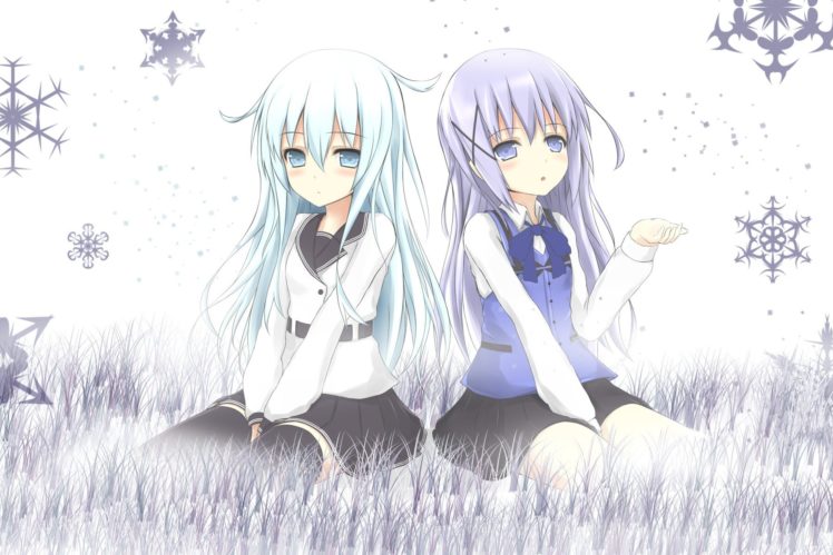 Hibiki (KanColle), Kafuu Chino, Anime girls HD Wallpaper Desktop Background