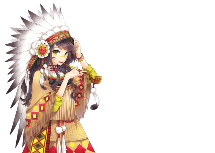 anime girls, Long hair, Indian, Nardack HD Wallpaper Desktop Background