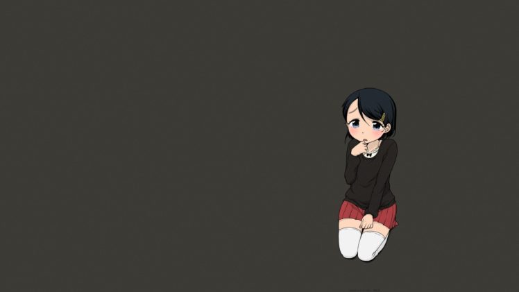 Equal (artist), Short hair, Short skirt, School uniform, Schoolgirls, Stockings, Dark hair, Shy, Anime girls, Manga HD Wallpaper Desktop Background