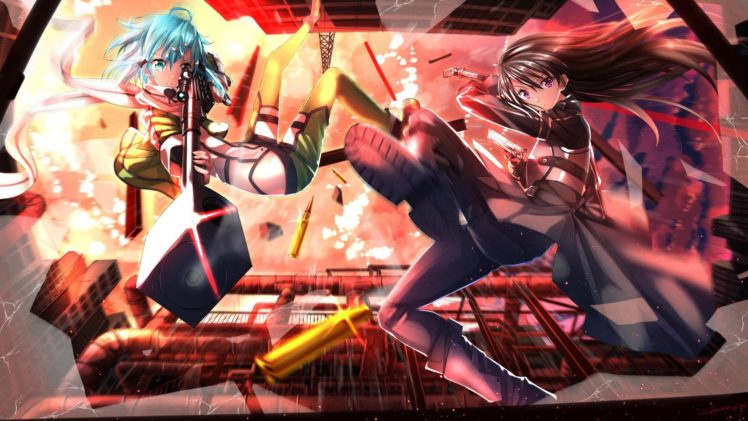 Sword Art Online, Asada Shino, Kirigaya Kazuto, Gun Gale Online HD Wallpaper Desktop Background
