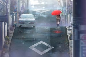 Aozaki Aoko, Umbrella, Schoolgirls, Street, Anime, Manga, Anime girls, Rain, Mahoutsukai no Yoru
