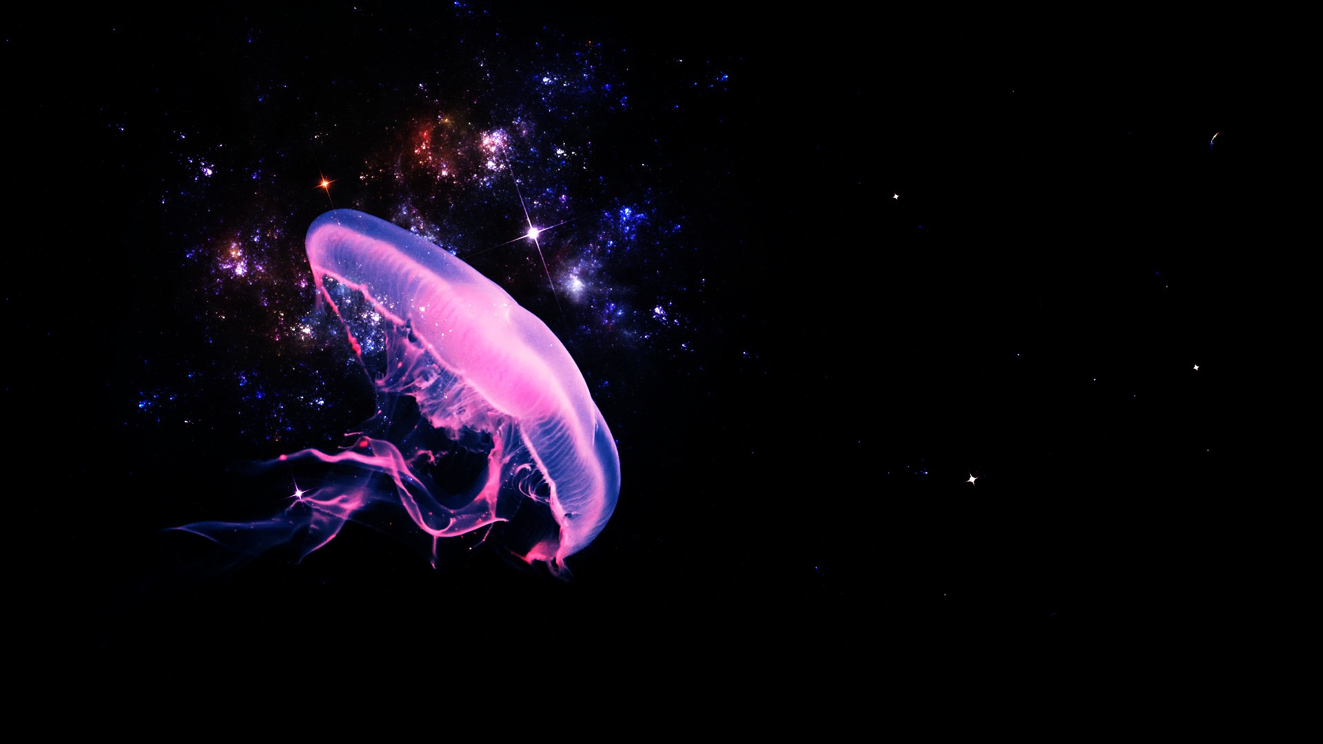 outer, Space, Purple, Fantasy, Art, Jellyfish Wallpaper