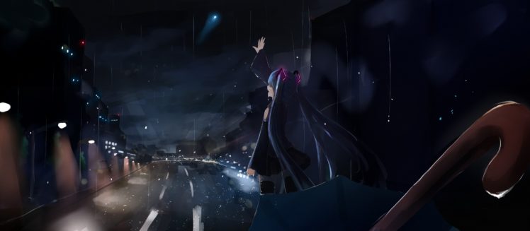 anime, Hatsune Miku, Rain, Crying, Vocaloid HD Wallpaper Desktop Background