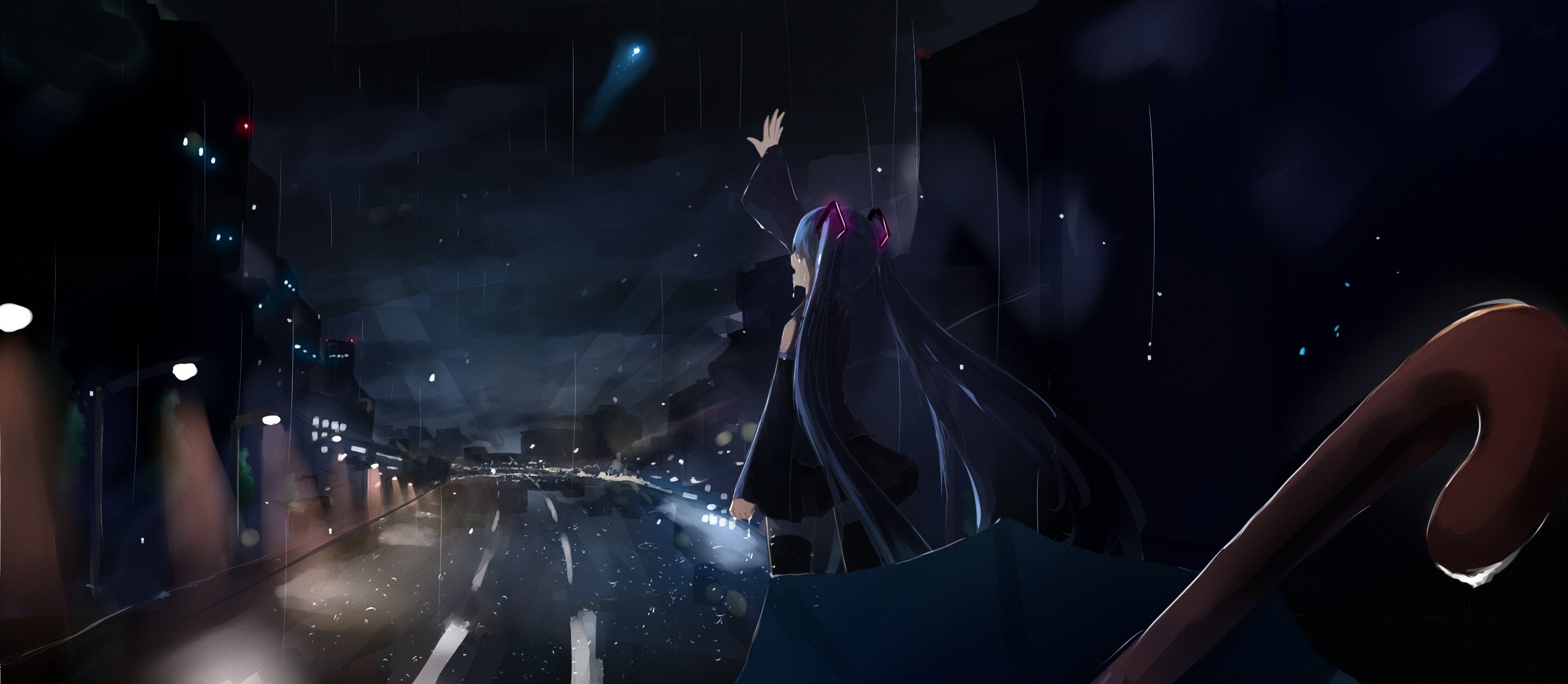 anime, Hatsune Miku, Rain, Crying, Vocaloid Wallpaper