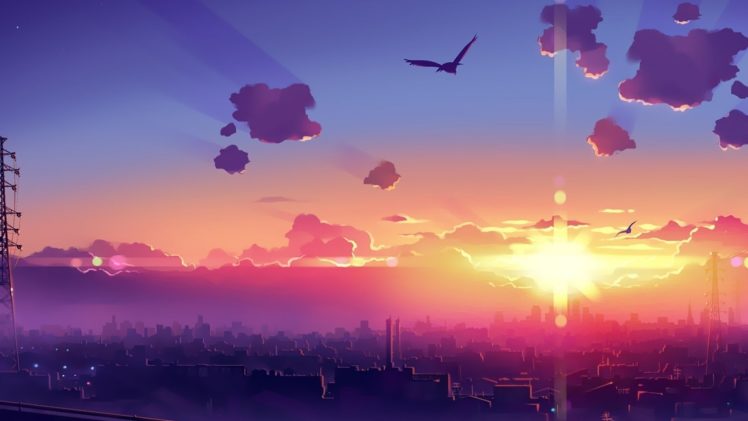 sunrise, City, Anime HD Wallpaper Desktop Background