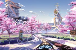 cherry blossom, Seasons, Spring, Futuristic, Culture Japan