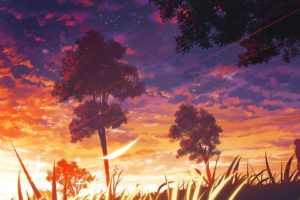 sky, Anime, Sunset