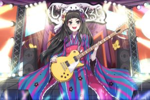 anime girls, Kimono, Guitar