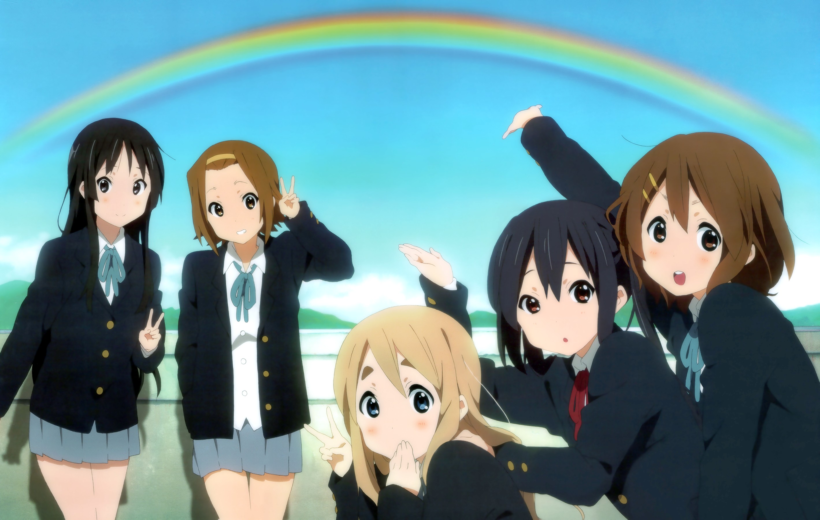anime girls, K ON!, Schoolgirls, Akiyama Mio, Tainaka Ritsu, Kotobuki Tsumugi, Hirasawa Yui Wallpaper