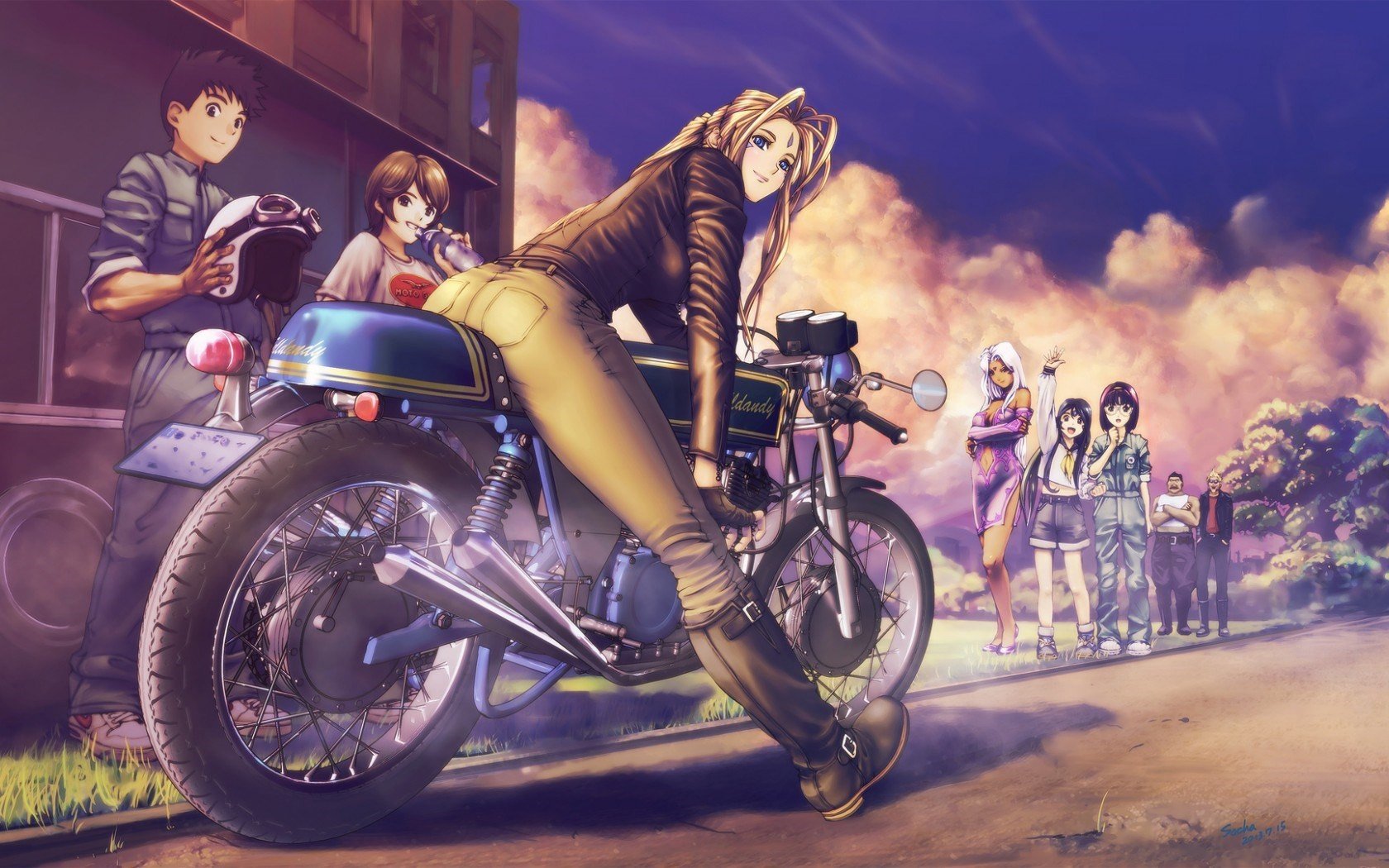 anime girls, Ah! My Goddess!, Motorcycle Wallpaper