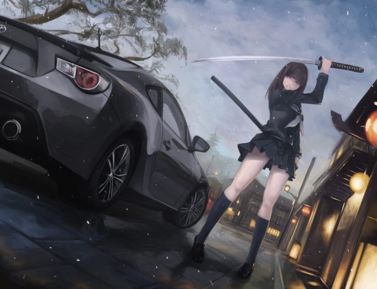 anime girls, Car HD Wallpaper Desktop Background