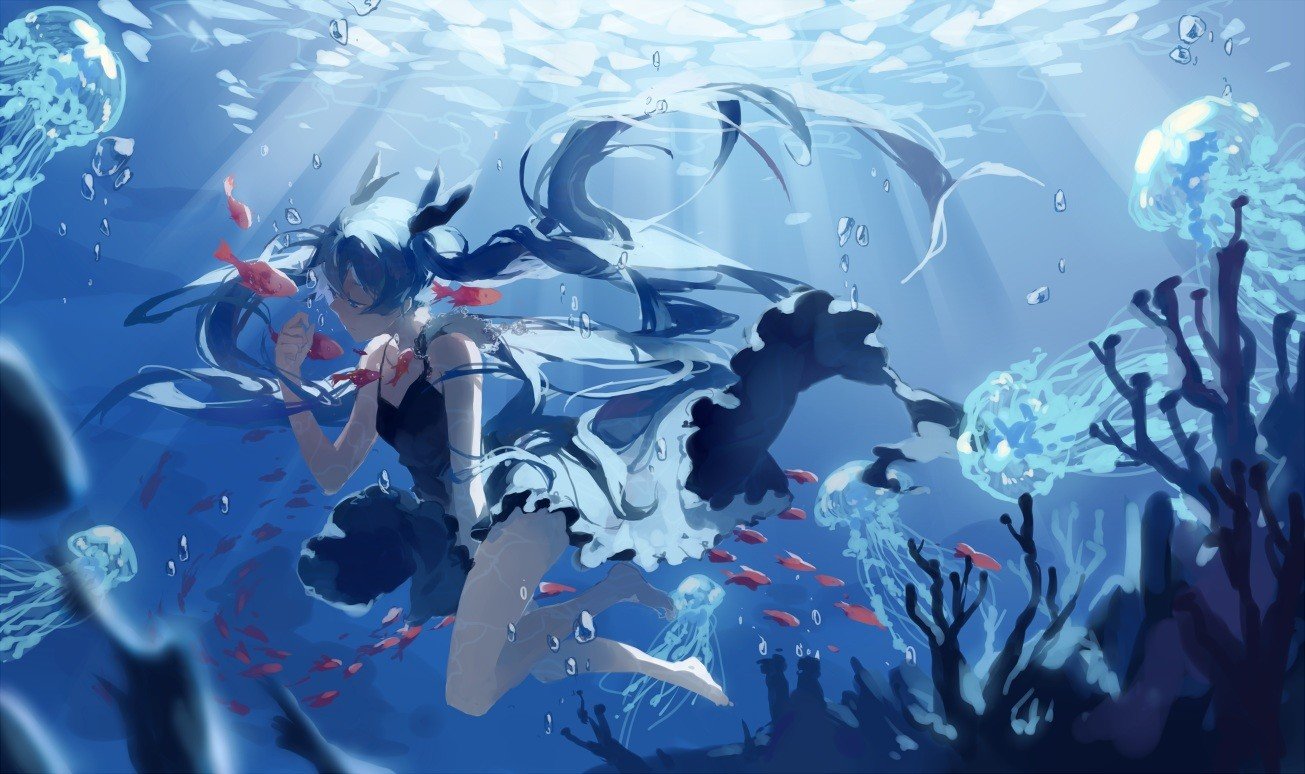 anime, Vocaloid, Hatsune Miku, Water Wallpaper
