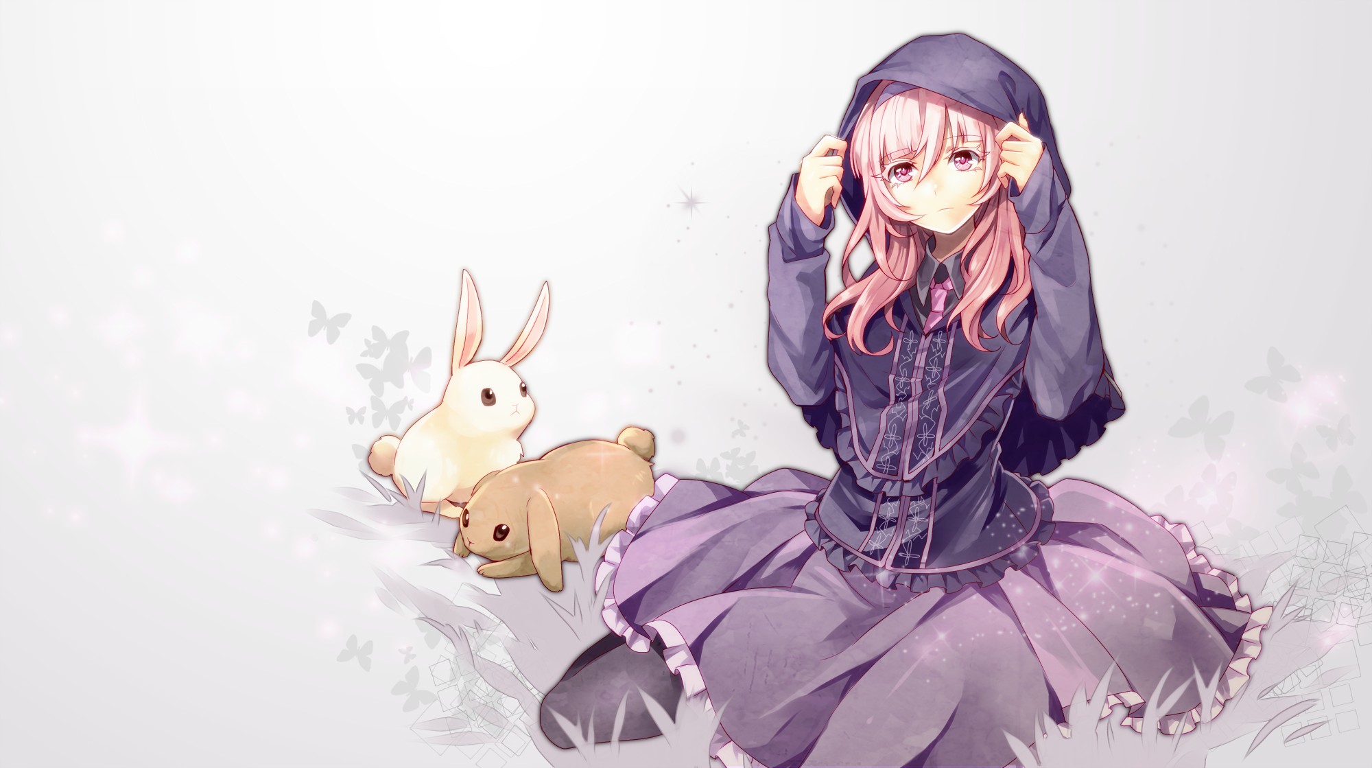 anime girls, Rabbits Wallpaper