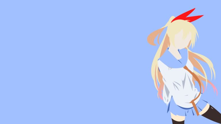 Kirisaki Chitoge Minimalism Anime Girls Blonde School Uniform