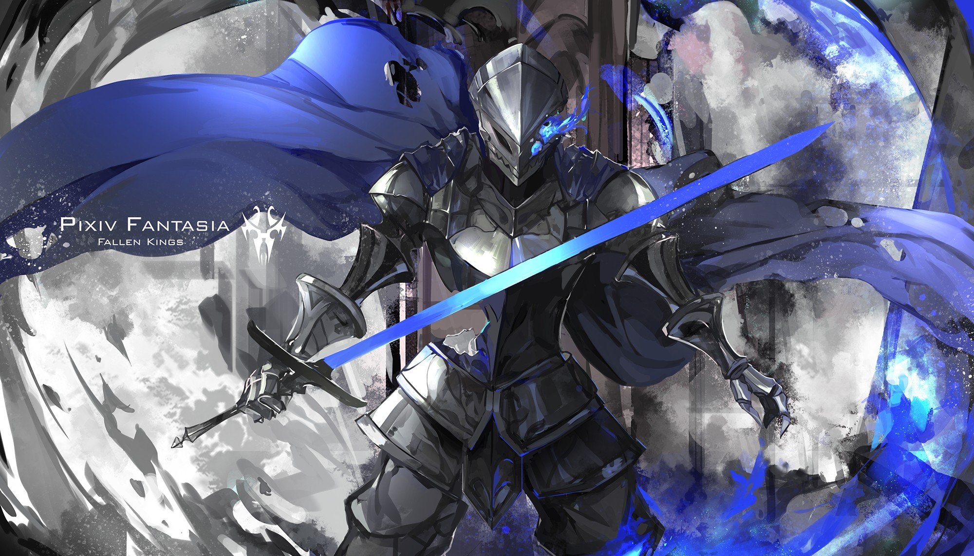 Pixiv Fantasia: Fallen Kings, Original characters, Knight, Cape, Sword, Anime Wallpaper