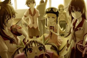 anime, Anime girls, Hanekawa Tsubasa, Hachikuji Mayoi, Kanbaru Suruga, Araragi Koyomi, Oshino Shinobu, Sengoku Nadeko, Senjougahara Hitagi, School uniform