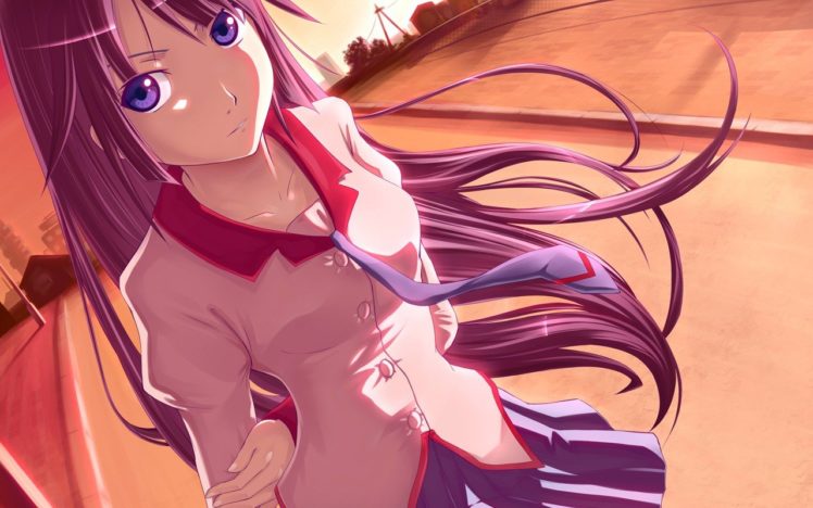 anime, Anime girls, Senjougahara Hitagi, Schoolgirls HD Wallpaper Desktop Background