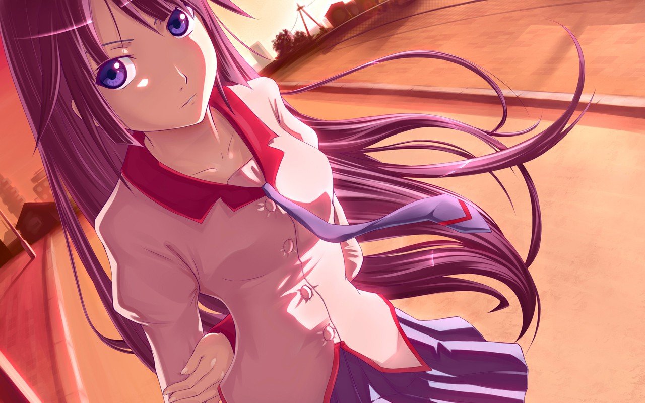 anime, Anime girls, Senjougahara Hitagi, Schoolgirls Wallpaper