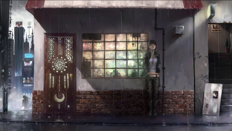 anime, Rain HD Wallpaper Desktop Background
