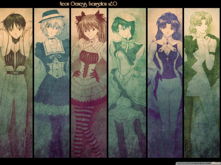 anime, Neon Genesis Evangelion, Ikari Shinji, Ayanami Rei, Asuka Langley Soryu, Katsuragi Misato, Akagi Ritsuko HD Wallpaper Desktop Background