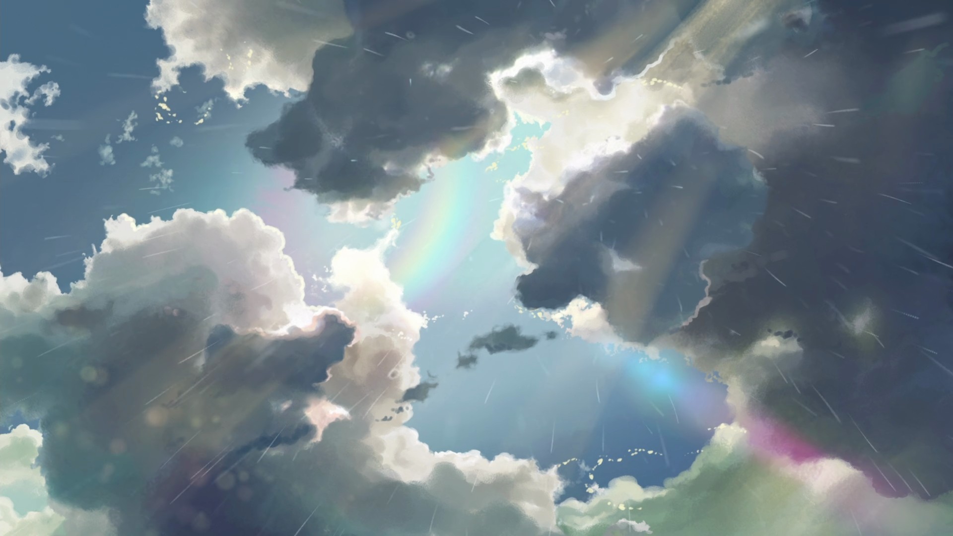 anime, The Garden of Words, Rainbows, Clouds Wallpaper