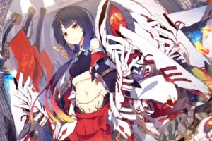 original characters, Long hair, Red eyes, Creature, Blood, Anime girls, Anime