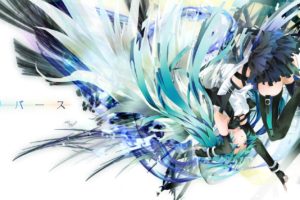 Vocaloid, Hatsune Miku, Long hair, Twintails, Wings, Simple background, Anime girls, Anime, Artwork