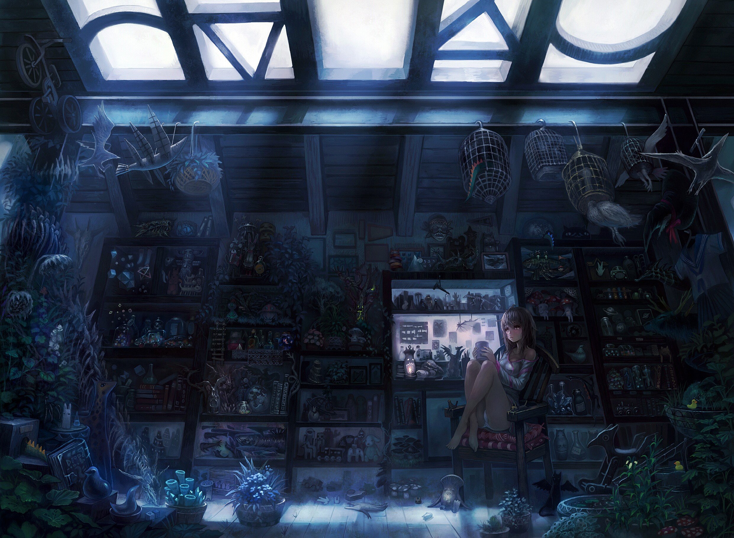 room, Anime girls, Detailed Wallpaper