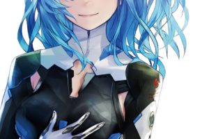 Beatless, Lacia, Androids, Long hair, Blue hair, Blue eyes, Simple background, Anime girls, Anime