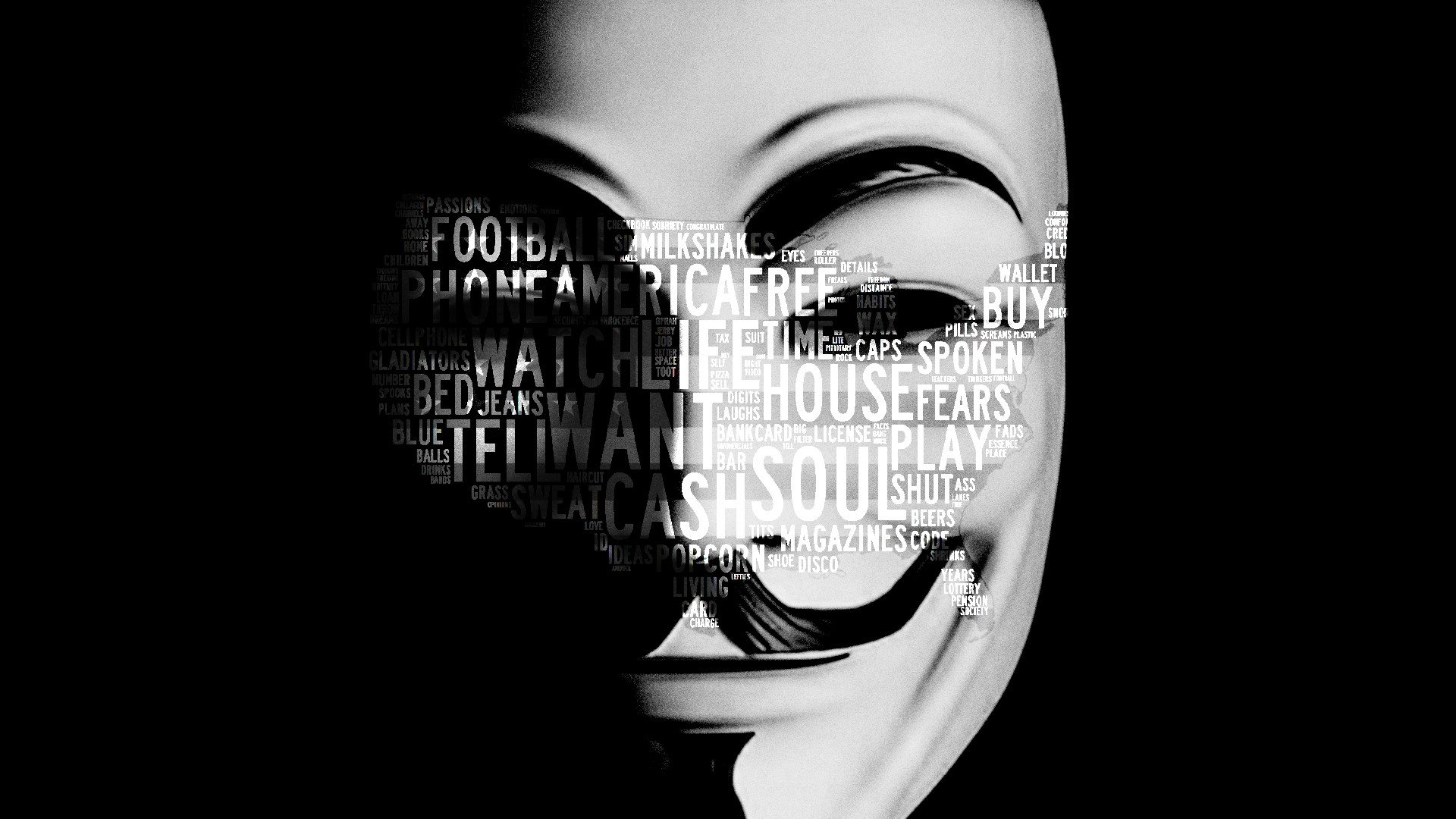 anonymous, Typography, Usa, Soul, Masks, Guy, Fawkes, Commercial Wallpaper