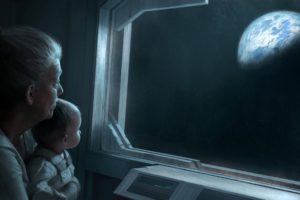 outer, Space, Dark, Futuristic, Baby, Planets, Earth, Spaceships, Science, Fiction, Artwork, Drawings, Window, Panes, Grandmother, Children