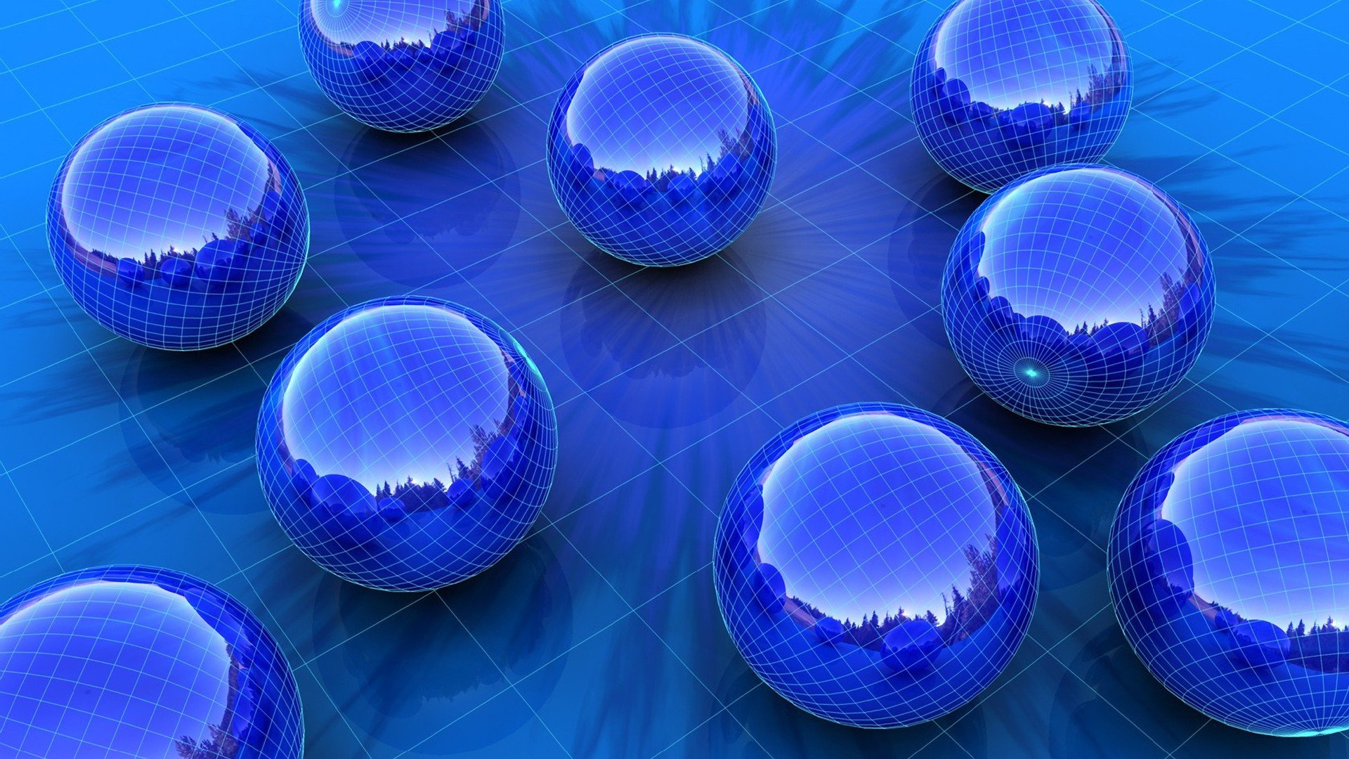 3d, View, Abstract, Cgi, Balls, Grid, Burst, Spheres, 3d, Renders, 3d, Modeling, Reflections Wallpaper