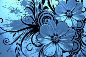 abstract, Vector, Artistic, Flowers, Nature, Blue, Petals