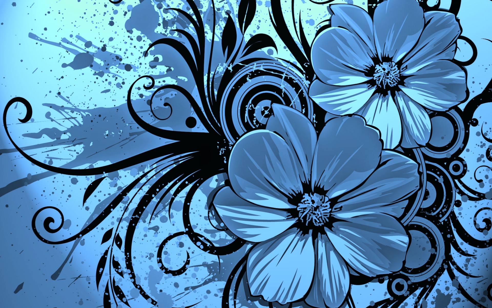abstract, Vector, Artistic, Flowers, Nature, Blue, Petals Wallpaper