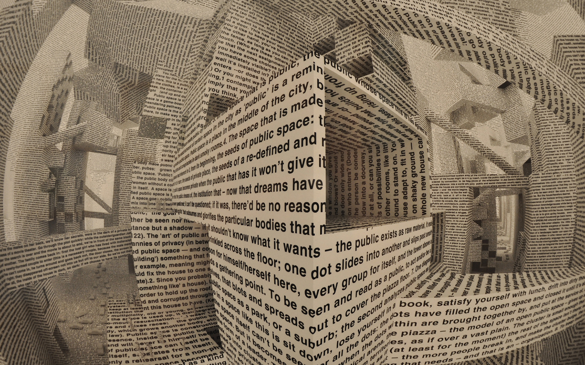 abstract, 3d, Cg, Digital, Art, Manipulation, Paper, Words, Letters, Newspaper, Shapes Wallpaper