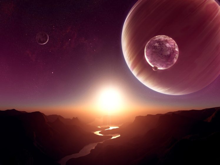 outer, Space, Horizon, Planets, Science, Fiction, Rivers, Moons HD Wallpaper Desktop Background