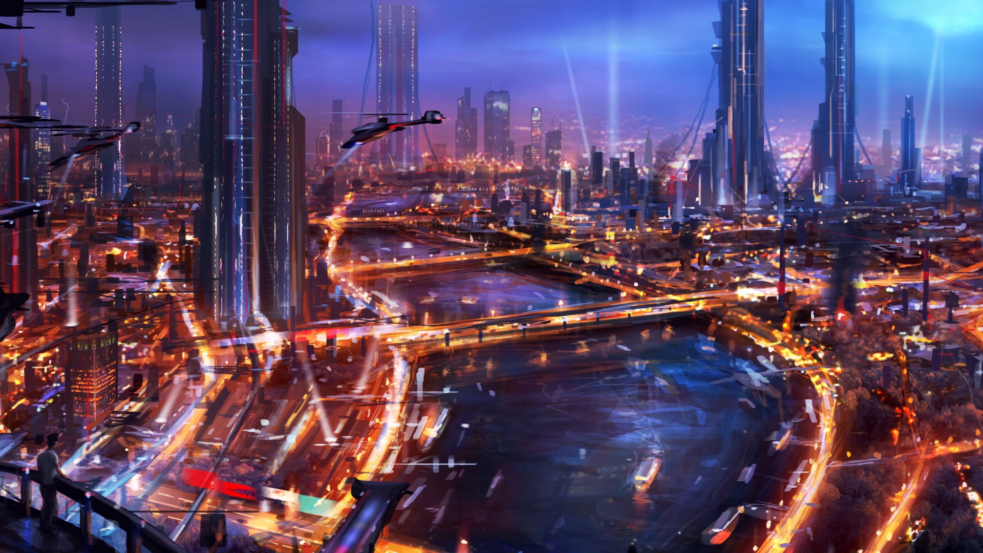 sci, Fi, Science, Fiction, Cities, Futuristic, Architecture, Bridges