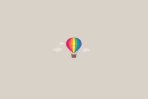 minimalistic, Rainbow, Coloured, Hot air, Balloon
