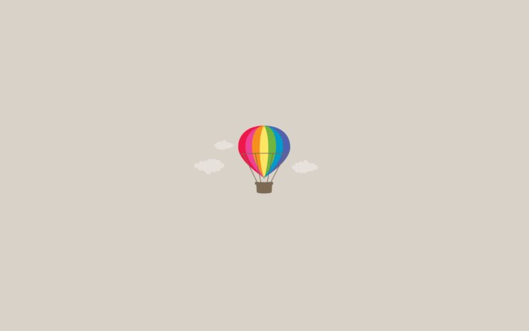minimalistic, Rainbow, Coloured, Hot air, Balloon HD Wallpaper Desktop Background