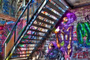 graffitit, Color, Stairs, Urban, Art, Psychedelic