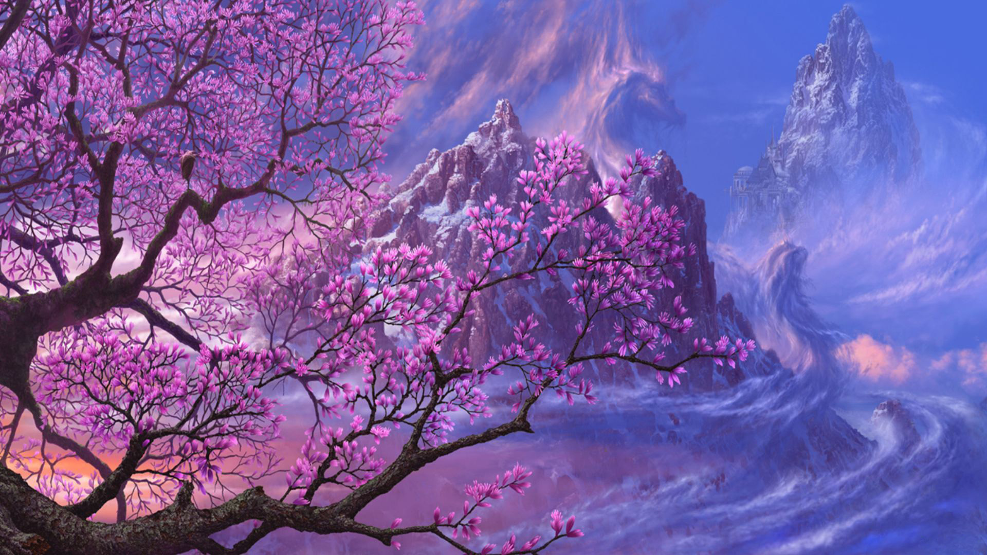 fantasy, Blossom, Tree, Art Wallpaper