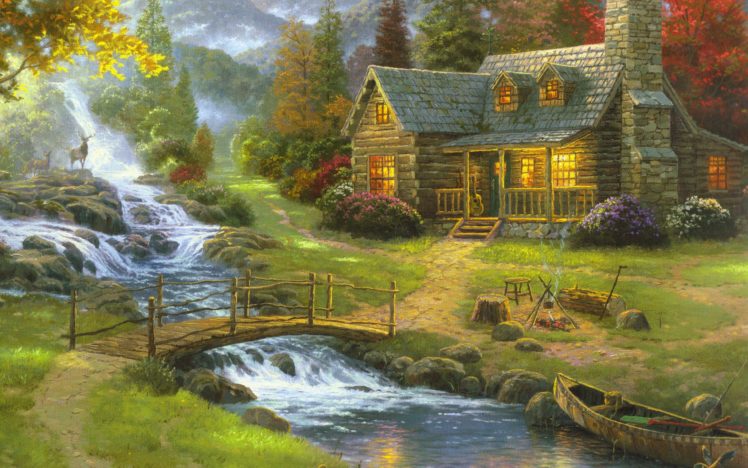 houses, Artwork, Rivers HD Wallpaper Desktop Background