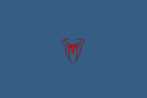 minimalistic, Spider man, Blue, Background, Spider man, Logo