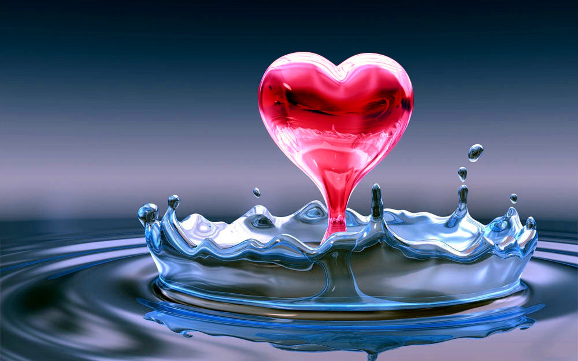 water, Water, Drops, Hearts, Water, Heart, Splashes Wallpaper