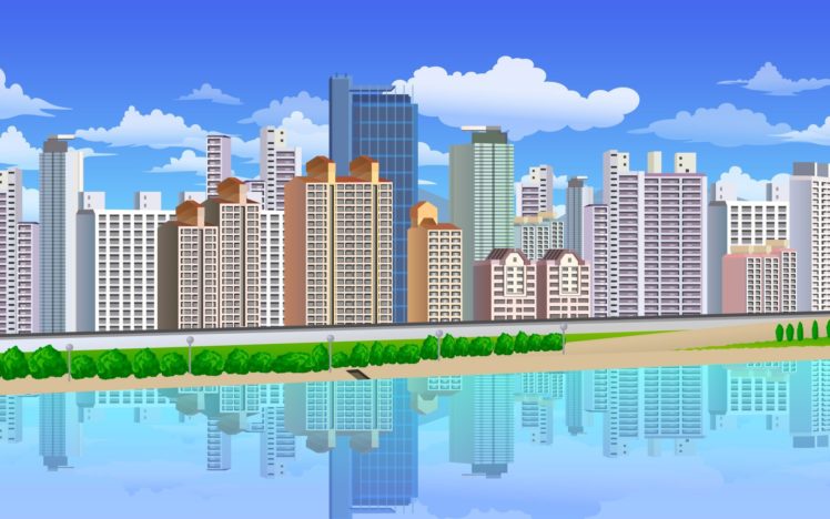 vectors, Urban, City, Skyline, Highrise HD Wallpaper Desktop Background