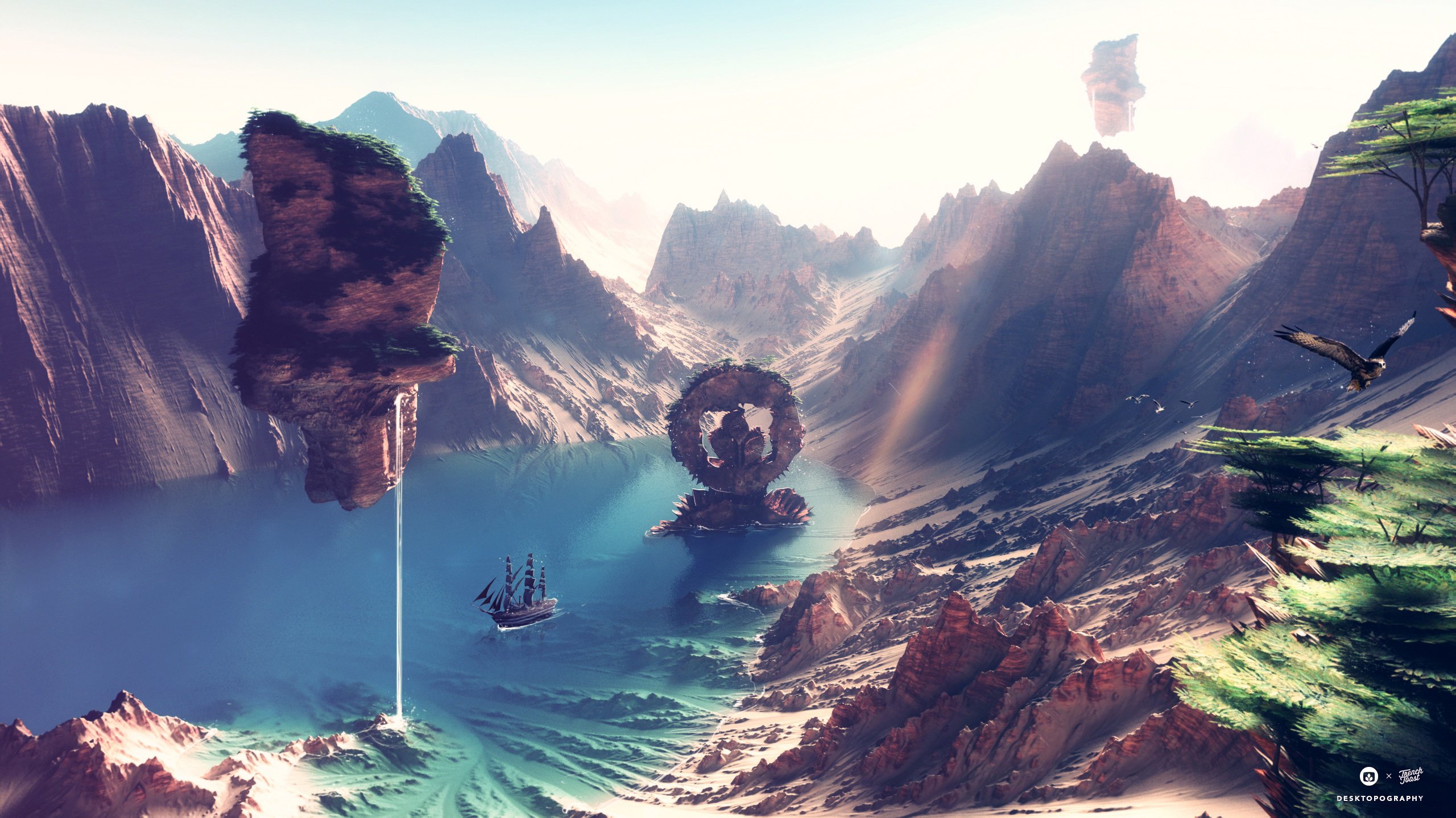 Fantastic World Mountains 3d Graphics Lake Wallpapers Hd Desktop
